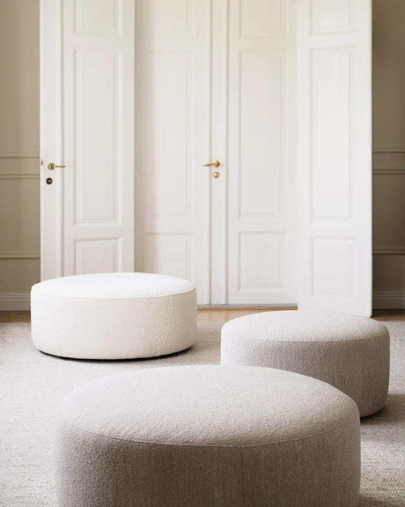Loungehocker Chana ø70cm, hellbeige