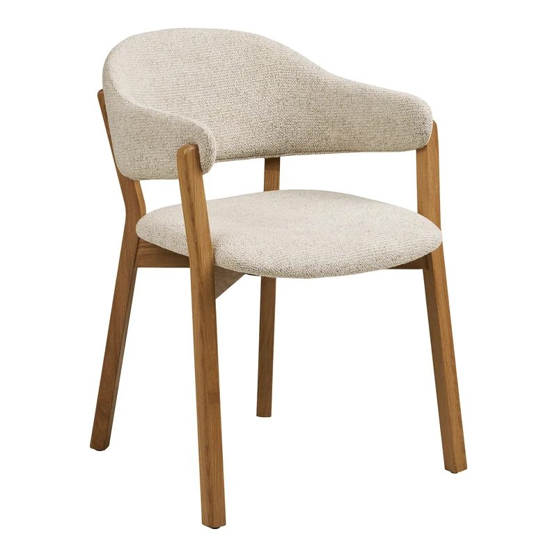 Polsterstuhl Eiche mit Armlehne, beige