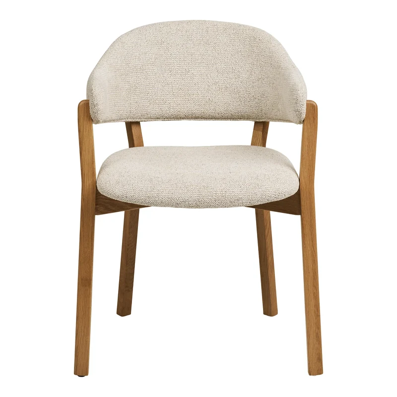 Polsterstuhl Eiche mit Armlehne, beige