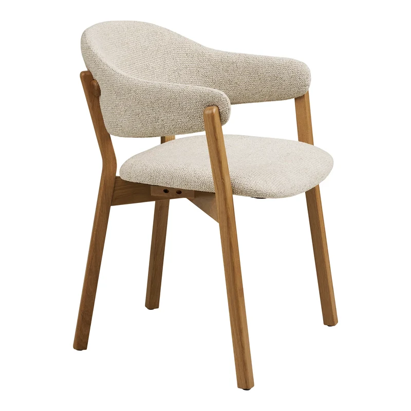 Polsterstuhl Eiche mit Armlehne, beige