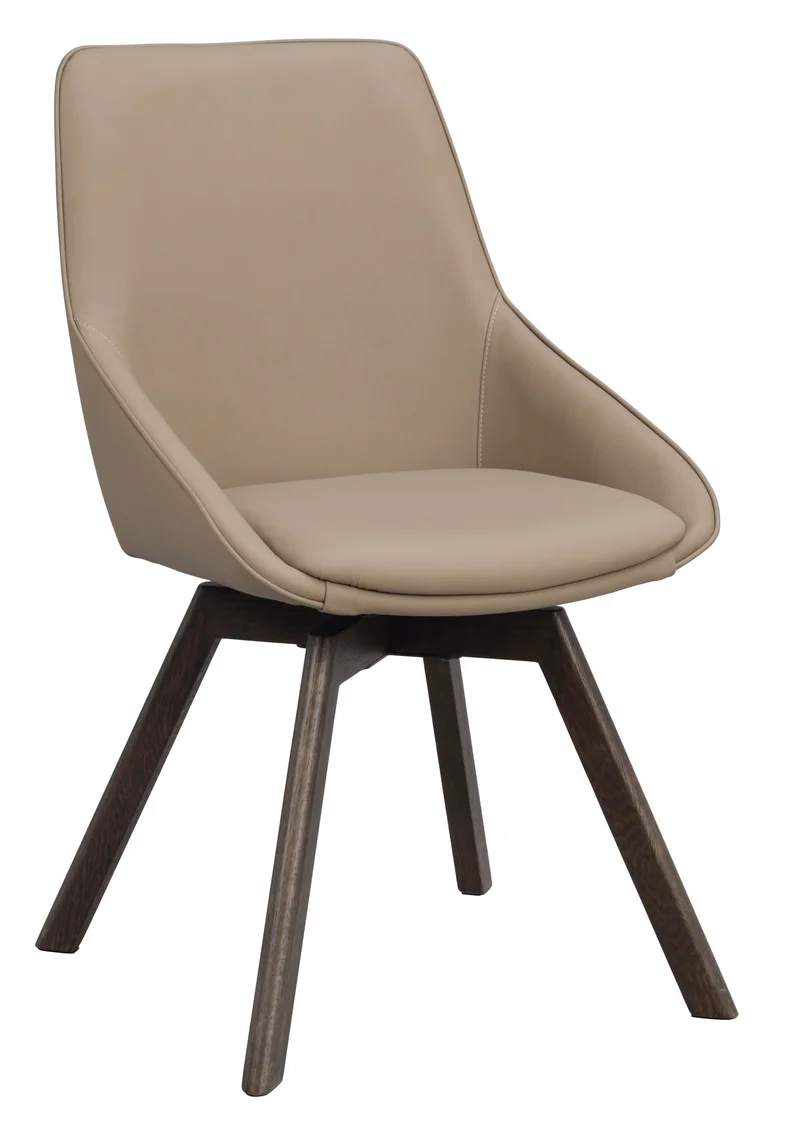 Polsterstuhl Lida, Leder beige | Eiche braun