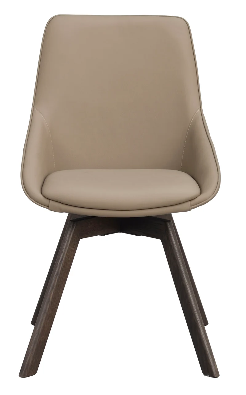 Polsterstuhl Lida, Leder beige | Eiche braun