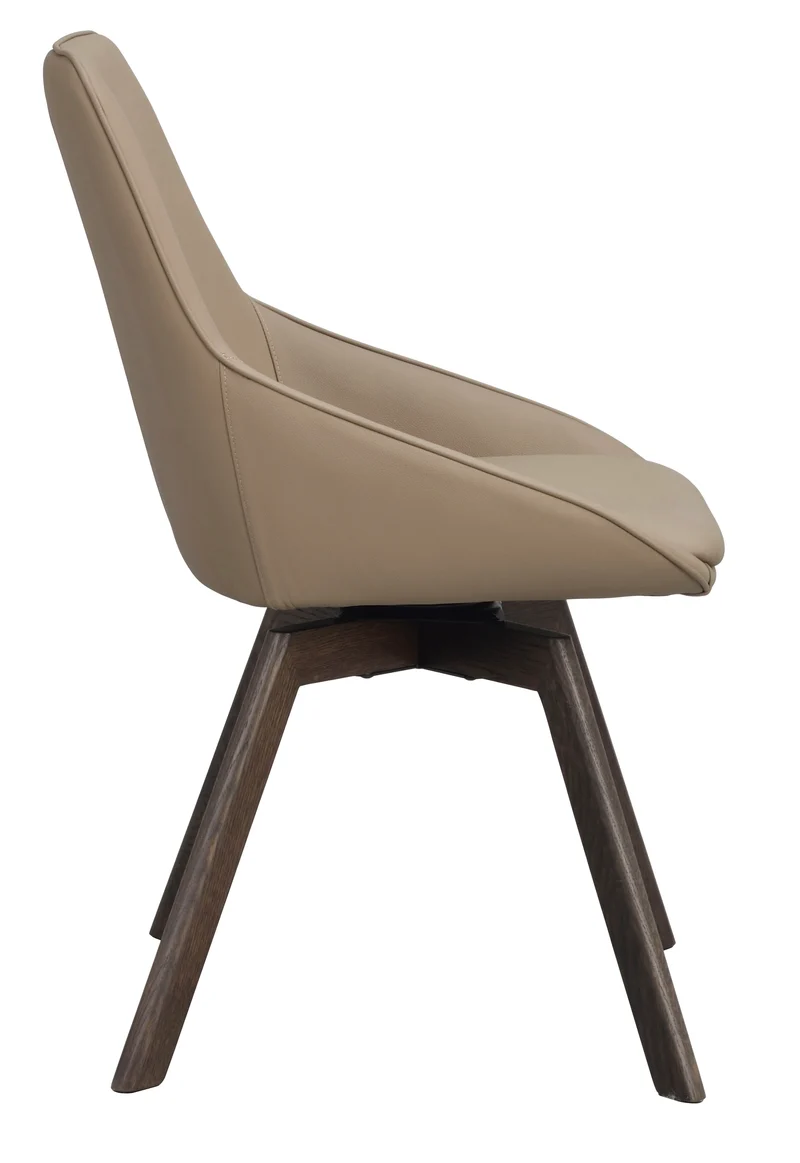 Polsterstuhl Lida, Leder beige | Eiche braun