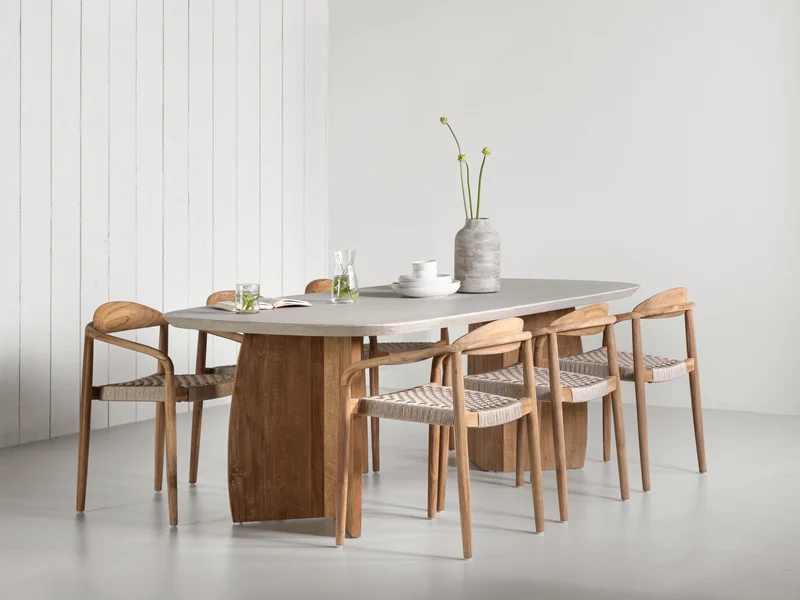 Massivholztisch Teak Nova Travertin