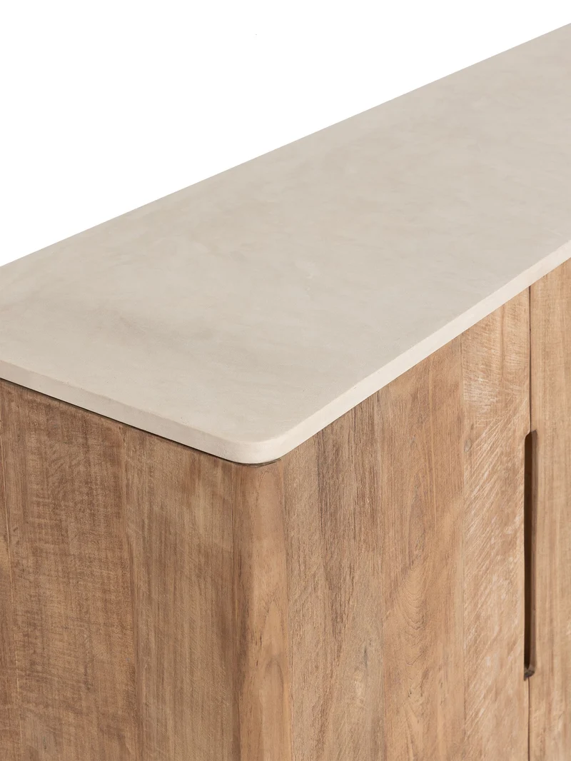 Anrichte Scala Teak | Mikrozement, sandfarben