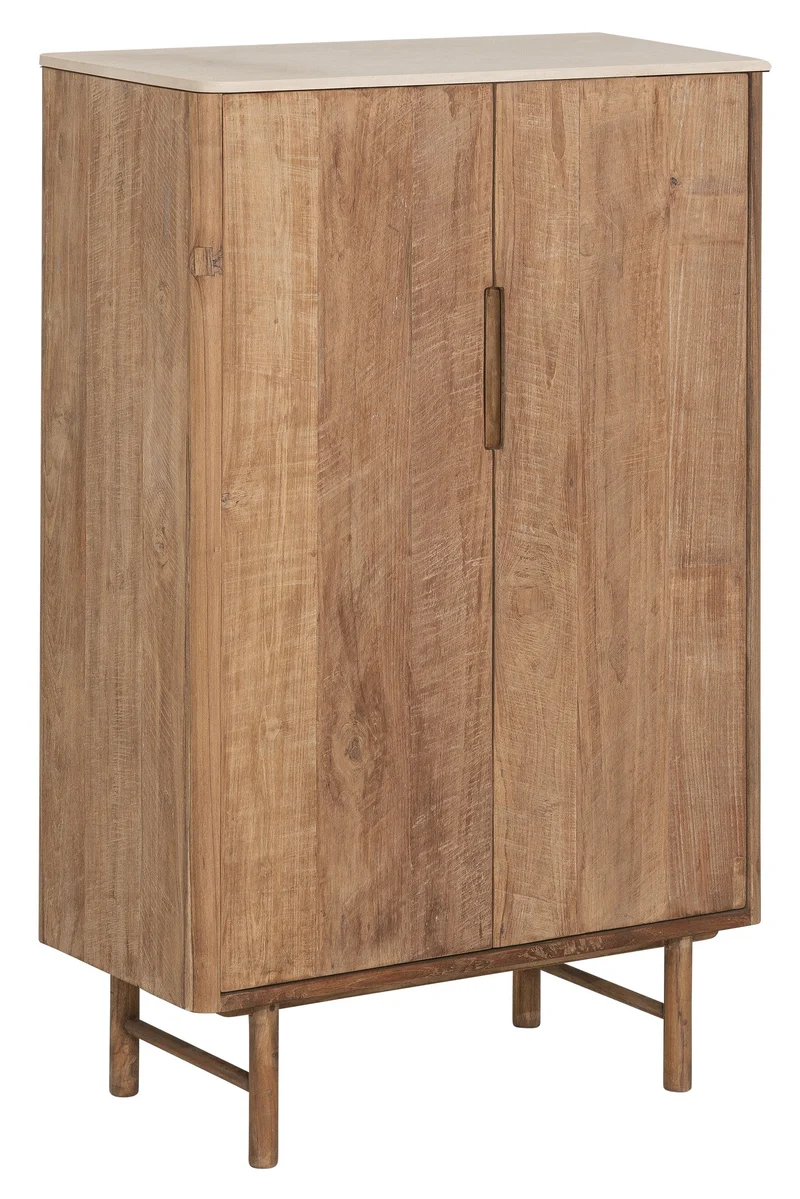 Highboard Scala Teak | Mikrozement, sandfarben