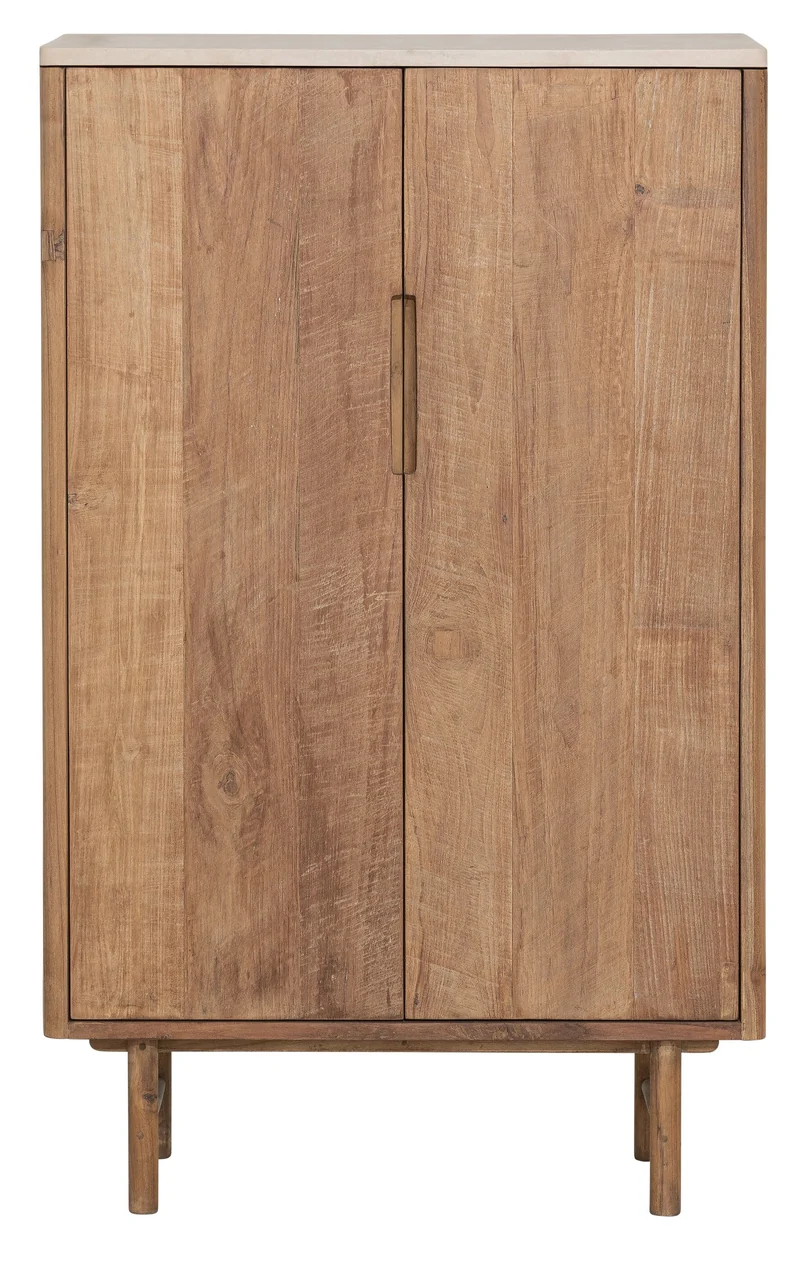Highboard Scala Teak | Mikrozement, sandfarben