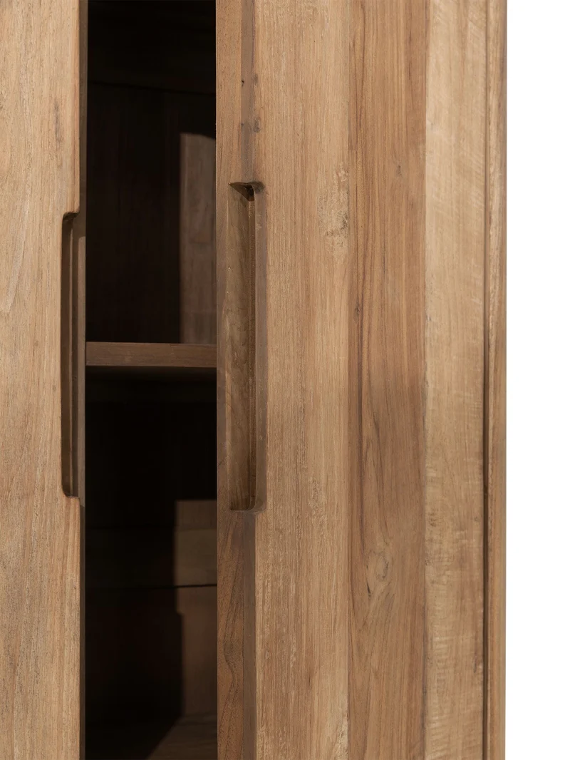 Highboard Scala Teak | Mikrozement, sandfarben