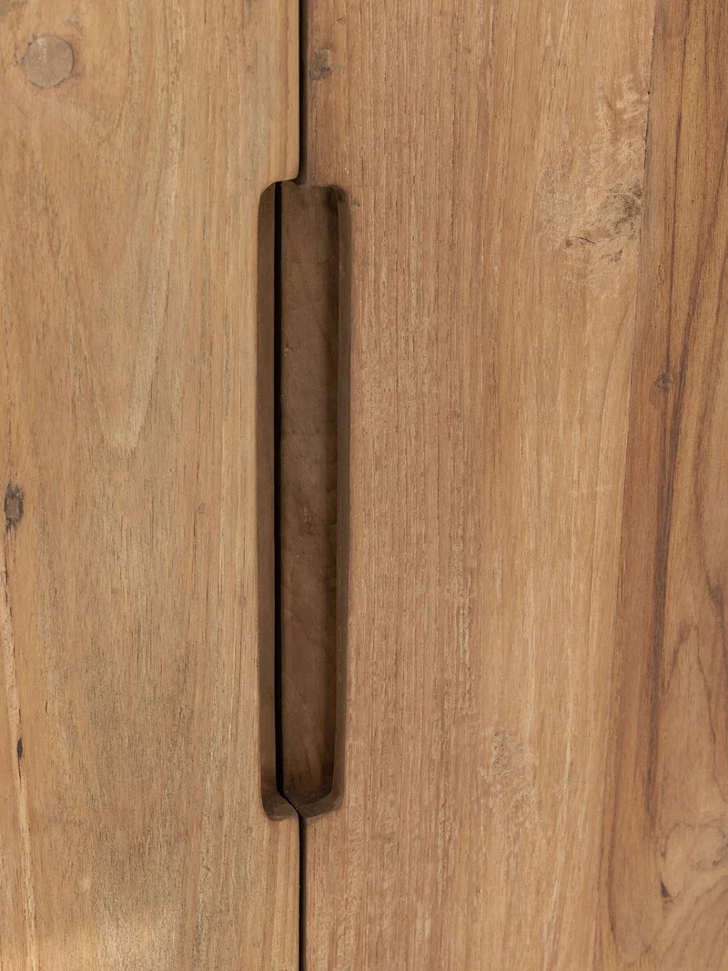 Highboard Scala Teak | Mikrozement, sandfarben