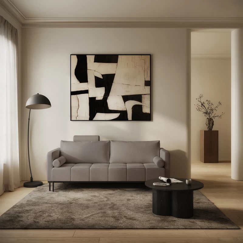 Dreisitziges ausklappbares Sofa Skilia in graubraunem, hydrophobem Chenille-Stoff