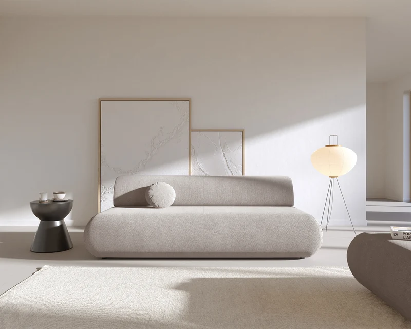 Dreisitziges ausklappbares Sofa Armone in Hellgrau Chenille