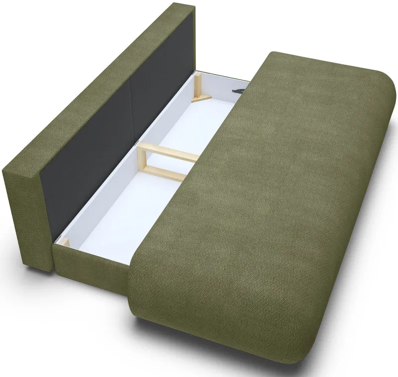 Drei-Sitzer-Schlafsofa Armone in Olivgrün Chenille