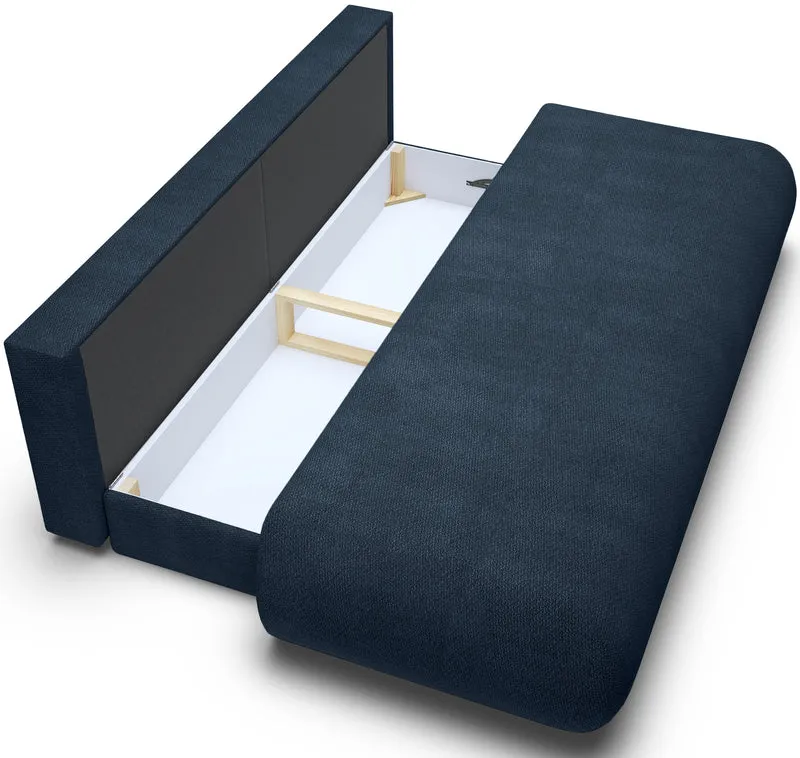 Dreisitziges, ausklappbares Sofa Armone in Marineblau aus Chenille