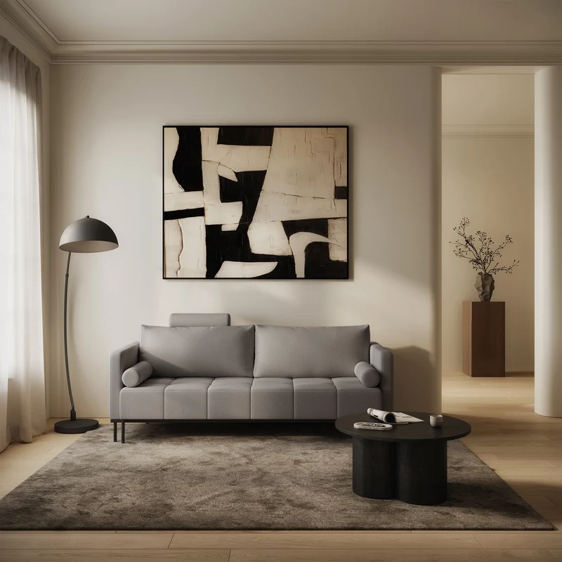 Dreisitziges ausklappbares Sofa Skilia, grau, pflegeleichter Strickstoff