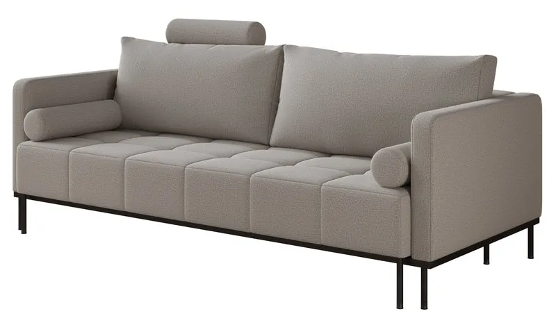 Dreisitziges ausklappbares Sofa Skilia, grau, pflegeleichter Strickstoff