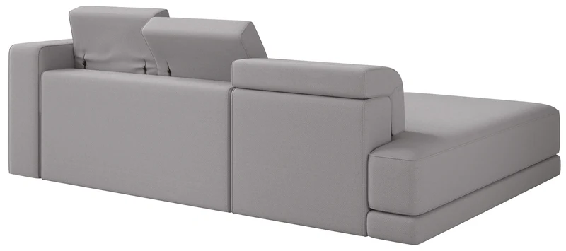 Ecksofa Novals, L-förmig, linksseitig mit verstellbaren Kopfstützen, grauer Chenille-Stoff