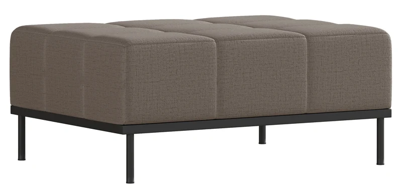 Dreisitziges ausklappbares Sofa Skilia mit Hocker, graubrauner hydrophober Chenille-Stoff