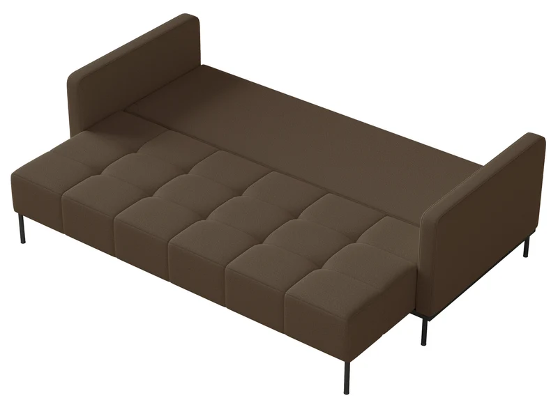 Dreisitziges ausklappbares Sofa Skilia, braunes, leicht zu reinigendes Strickgewebe