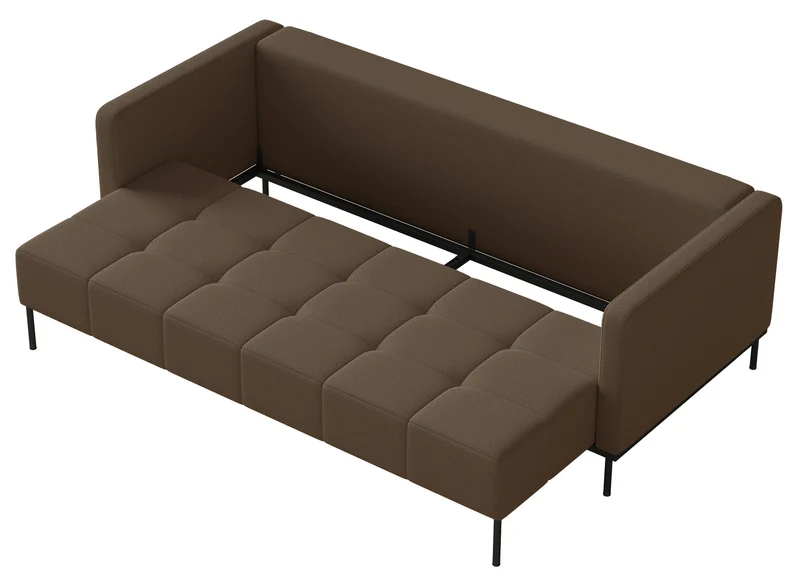 Dreisitziges ausklappbares Sofa Skilia, braunes, leicht zu reinigendes Strickgewebe