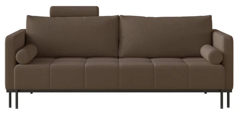 Dreisitziges ausklappbares Sofa Skilia, braunes, leicht zu reinigendes Strickgewebe