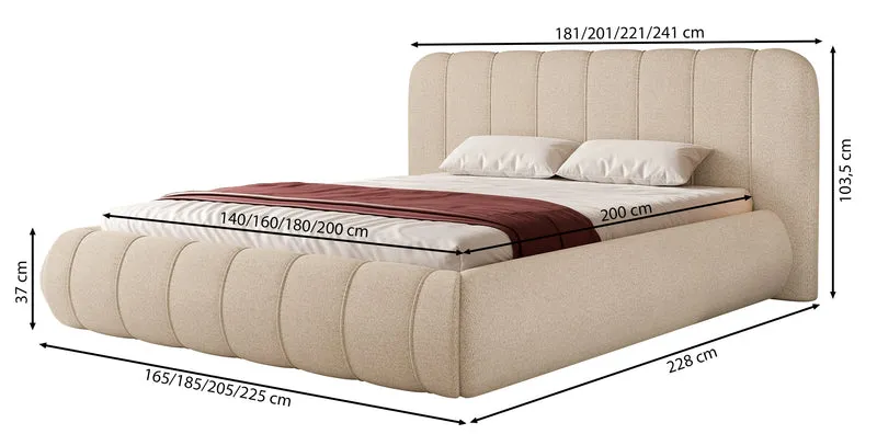 Polsterbett 160x200 cm Malunna mit Stauraum, Metallrahmen, beige Chenille, pflegeleicht
