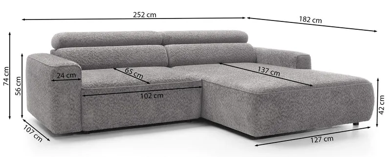 Ecksofa mit elektrischem Auszug Fando, L-förmig, linksseitig, hellbeige, Geflecht