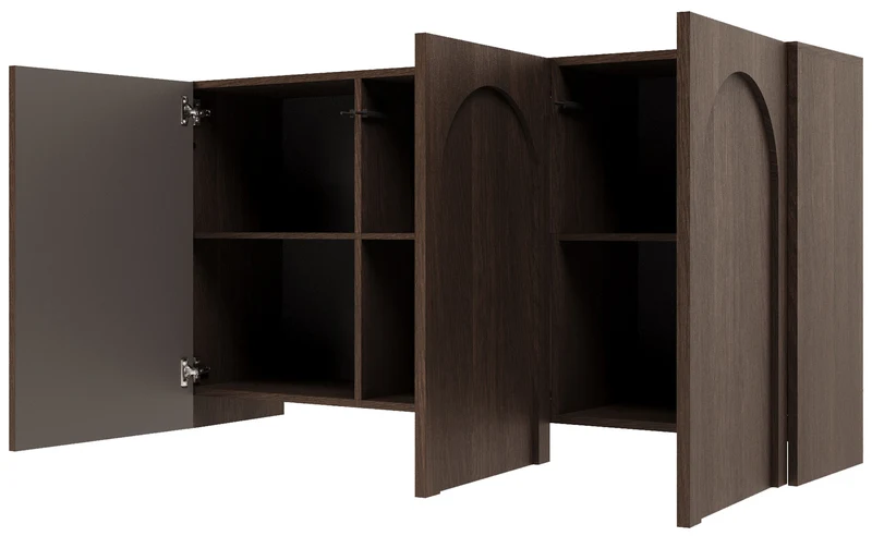 Drehtür-Kommode Arkadia mit gefrästen Fronten, 150 cm, Eiche Dunin