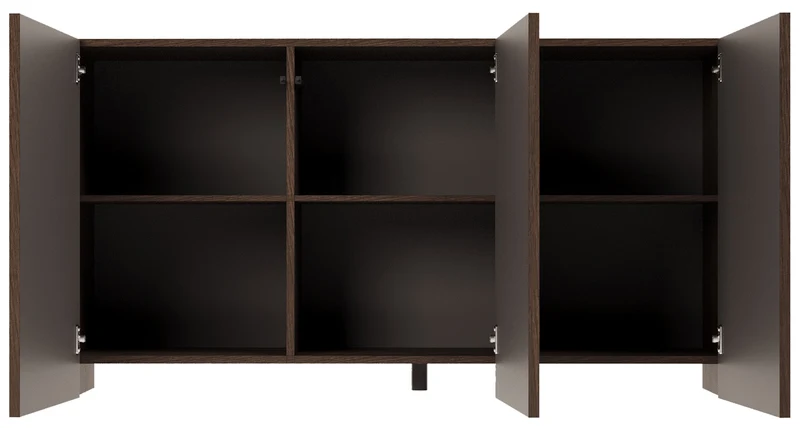 Drehtür-Kommode Arkadia mit gefrästen Fronten, 150 cm, Eiche Dunin
