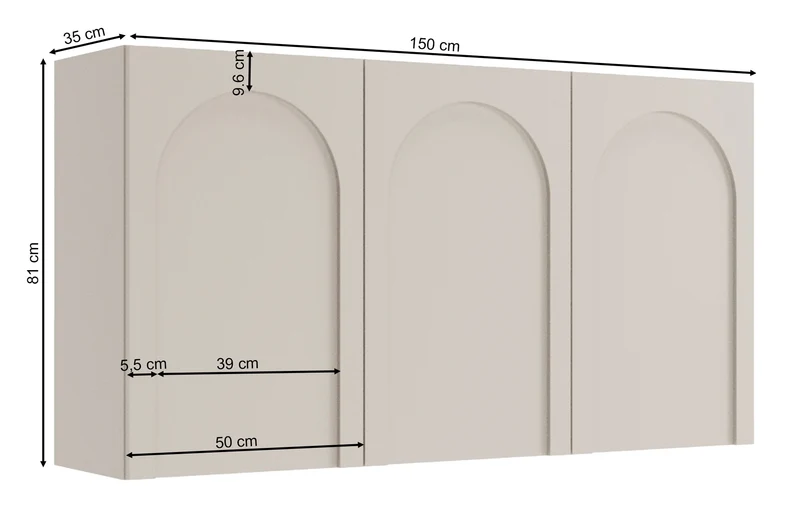 Drehtür-Kommode Arkadia mit gefrästen Fronten, 150 cm, Eiche Dunin