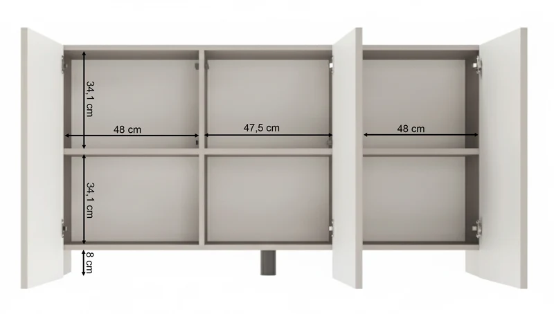 Drehtür-Kommode Arkadia mit gefrästen Fronten, 150 cm, Eiche Dunin