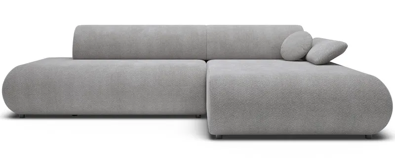 Ecksofa mit Schlaffunktion Armone, L-förmig, rechtsseitig, grauer Chenille-Stoff