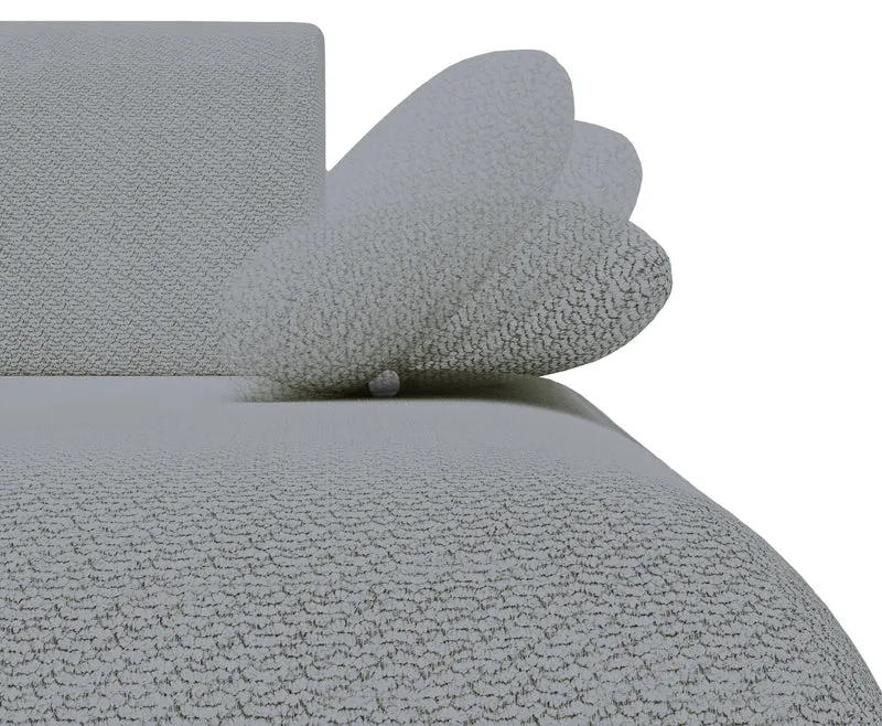 Ecksofa mit Schlaffunktion Armone, L-förmig, rechtsseitig, grauer Chenille-Stoff