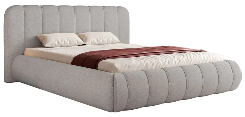 Polsterbett 140x200 cm Malunna mit Stauraum, Metallrahmen, grauer, pflegeleichter Chenillestoff
