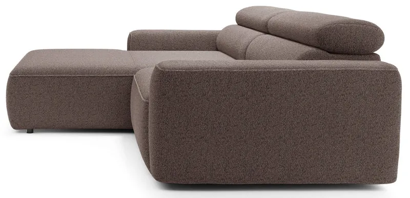 Ecksofa mit elektrischem Auszug Fando, L-förmig, linksseitig, hellbraunes Geflecht