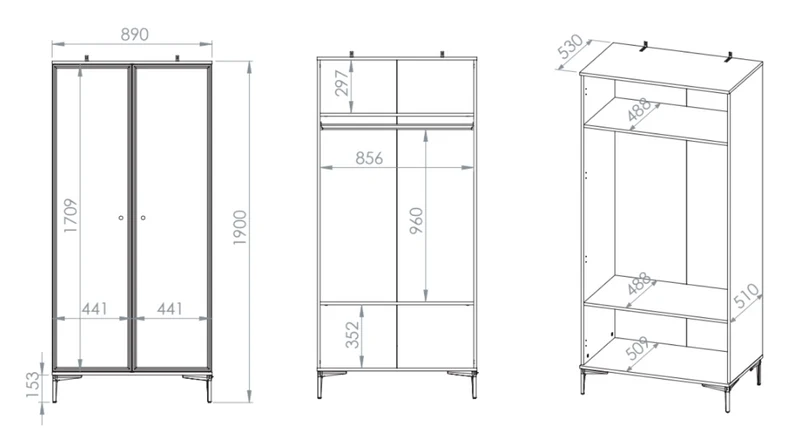 Zweiflügeliger Schrank Sandro 89 cm Kaschmir