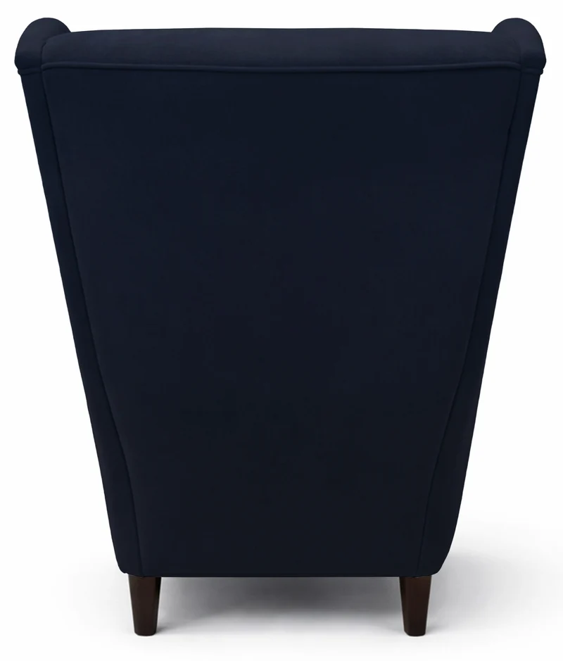 Ohrensessel Malmello mit Fußhocker, marineblauer, leicht zu reinigender Samt, schwarze Beine