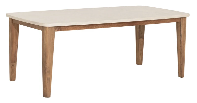 Esstisch Scala Teak | Mikrozement, sandfarben