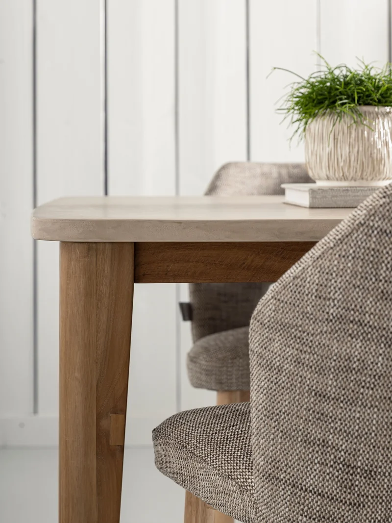 Esstisch Scala Teak | Mikrozement, sandfarben