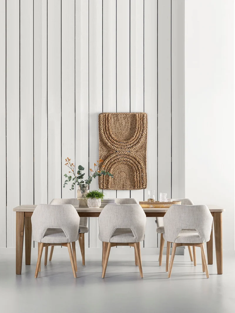 Esstisch Scala Teak | Mikrozement, sandfarben