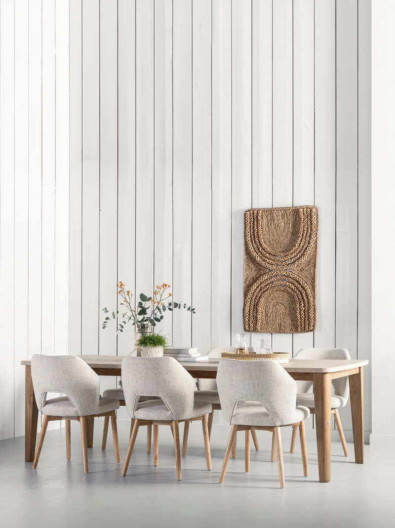 Esstisch Scala Teak | Mikrozement, sandfarben