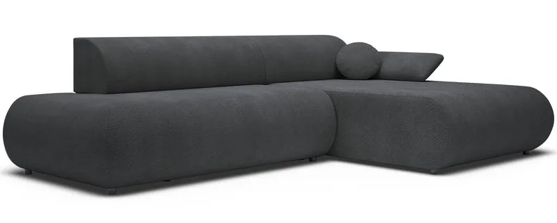 Ecksofa mit Schlafunktion Armone, L-förmig, rechtsseitig, grafitfarben, Chenille