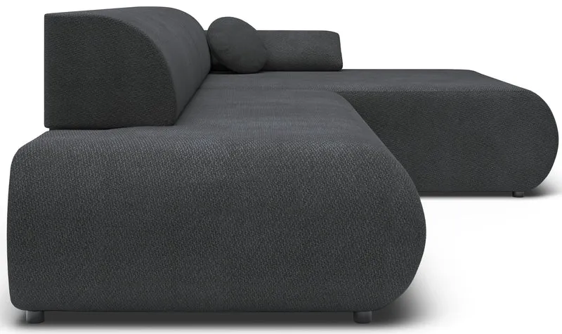 Ecksofa mit Schlafunktion Armone, L-förmig, rechtsseitig, grafitfarben, Chenille