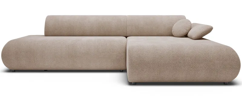 Ecksofa mit Schlaffunktion Armone, L-förmig, rechtsseitig, beige Chenille