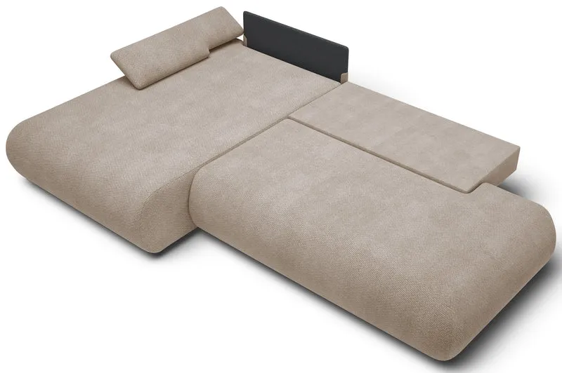 Ecksofa mit Schlaffunktion Armone, L-förmig, linksseitig, beige Chenille