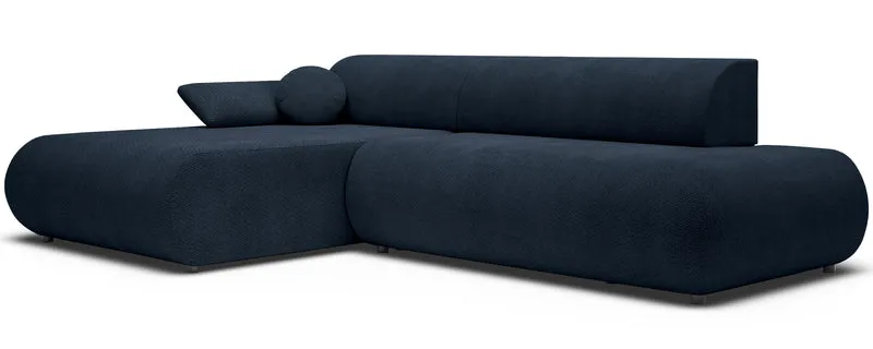 Ecksofa mit Schlafunktion Armone, L-förmig, linksseitig, marineblauer Chenille-Bezug