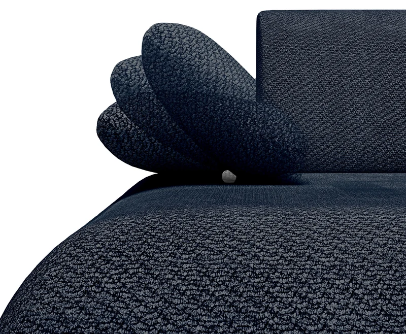 Ecksofa mit Schlafunktion Armone, L-förmig, linksseitig, marineblauer Chenille-Bezug