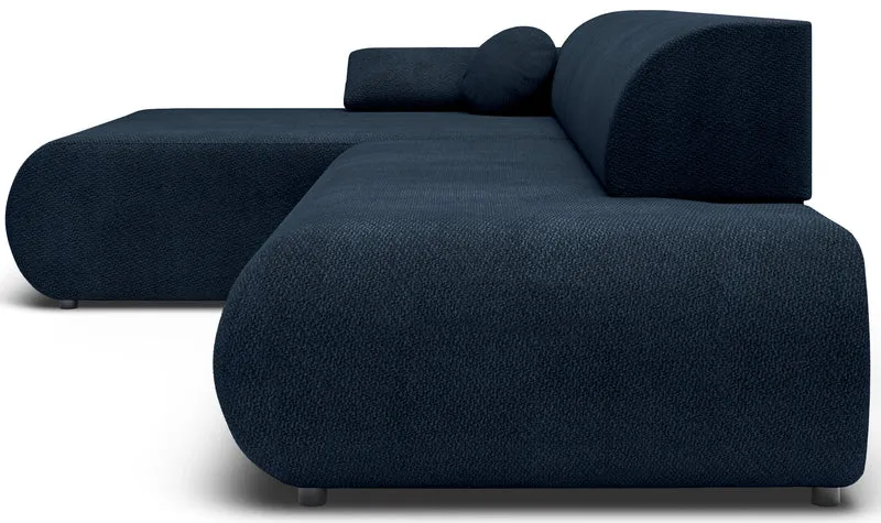 Ecksofa mit Schlafunktion Armone, L-förmig, linksseitig, marineblauer Chenille-Bezug