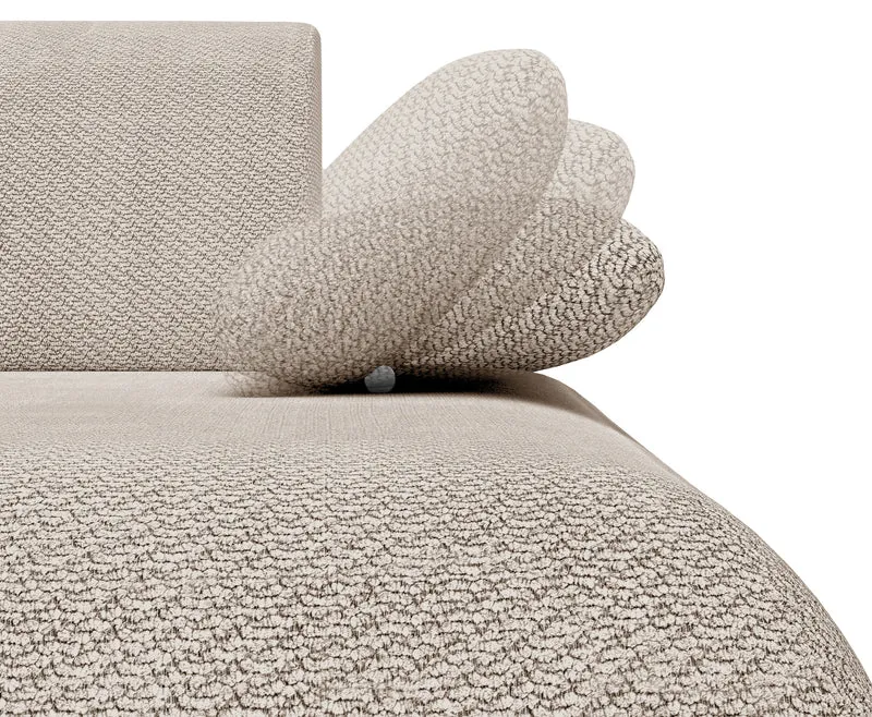 Ecksofa mit Schlaffunktion Armone, L-förmig, rechtsseitig, hellbeige Chenille