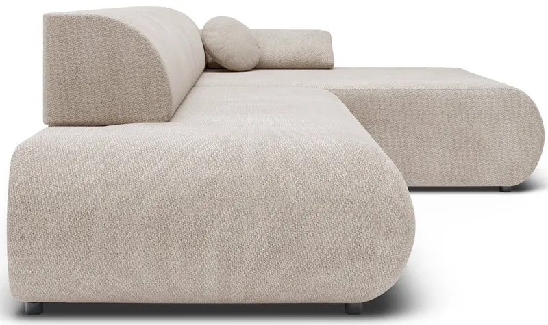 Ecksofa mit Schlaffunktion Armone, L-förmig, rechtsseitig, hellbeige Chenille