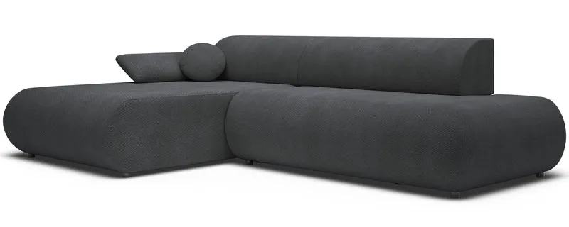 Ecksofa mit Schlaffunktion Armone, L-förmig, linksseitig, grafitfarbener Chenille-Stoff